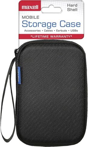 Maxell Hard Shell Small Storage Case: Keep Your Accessories Organized and Safe with Mesh Pockets, Elastic Loop, and Zipper Pocket - Ideal for Powerbanks, Cables, and Earbuds (Pack of 2) in Kuwait