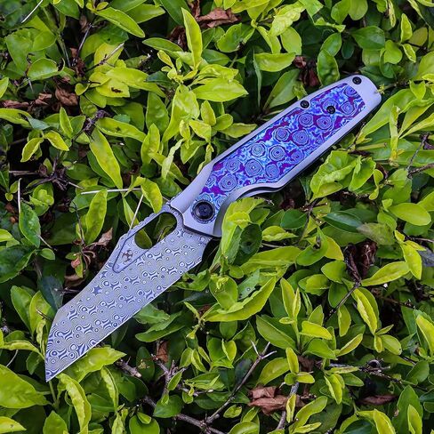 KANSEPT Tuckamore Camping Pocket Knives for Men 8.12in Folding Pocket Knives with 3.54in Stonewashed CPM 20CV Material and Blackwash Titanium Timascus Handle for Outdoor, Tactical, Survival K1052A6 in Kuwait
