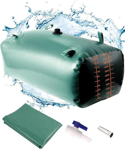المثانة لتخزين المياه مع حاويات تخزين المياه ذات سعة كبيرة ومرئية متدرجة، خزان مياه PVC مع صمام ومجموعة الفائض، خزان قابل للطي للاستخدام في الهواء الطلق وفي حالات الطوارئ 29 جالون/110 لتر، أزرق in Kuwait