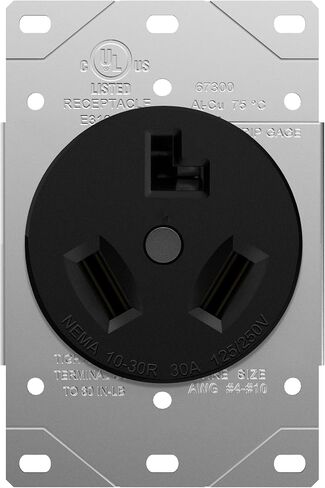 ENERLITES 50 Amp Receptacle Outlet, NEMA 10-50R, Residential Commercial Industrial Grade, Outdoor/Indoor, 3-Pole, 3 Wire, No Ground Contact, (10,8,6,4) AWG, UL Listed, 125/250V, 67500-BK, Black in Saudi Arabia