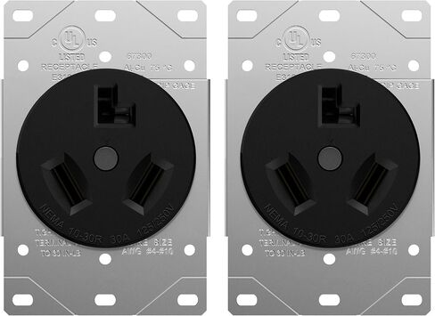 ENERLITES 50 Amp Receptacle Outlet, NEMA 10-50R, Residential Commercial Industrial Grade, Outdoor/Indoor, 3-Pole, 3 Wire, No Ground Contact, (10,8,6,4) AWG, UL Listed, 125/250V, 67500-BK, Black in Saudi Arabia