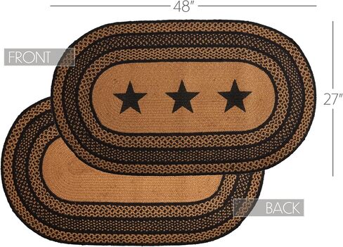 VHC Brands Farmhouse Primitive Jute Accent Rectangle Rug Stencil Stars w/ Floor Pad 27"x48" in Saudi Arabia