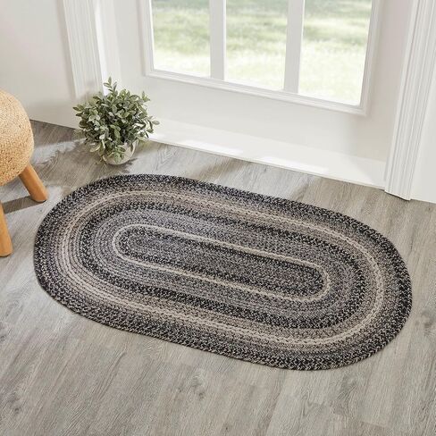 VHC Brands Sawyer Mill Black White Jute Rug Rect w/Pad 24x36 in Saudi Arabia