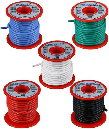 BNTECHGO 14 Gauge Silicone Wire 10 ft red and 10 ft Black Flexible 14 AWG Stranded Tinned Copper Wire in Kuwait