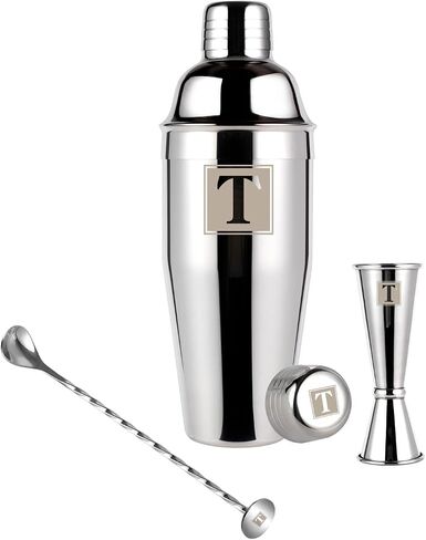 24oz Cocktail Shaker Set with 1 oz 2oz Jigger - Monogramm Initials Martini Shaker Set - 304 Stainless Steel Bar Shaker for Margarita,Mojito-Personalized Gift for Friend,Husband in Saudi Arabia