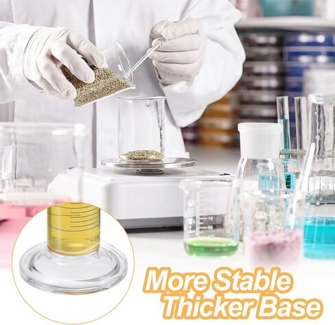 PATIKIL 5/10/25/50/100ml Graduated Cylinder, 3.3 Borosilicate Glass Measuring Cylinder Round Base with Glass Rod for Lab Experiment, Clear in Saudi Arabia