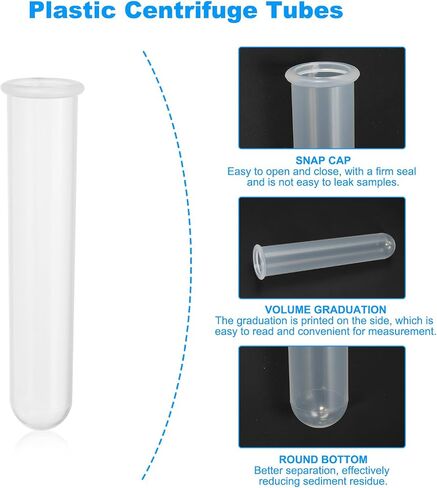 PATIKIL 20ML Plastic Centrifuge Tubes, 40 Pcs Round Bottom Centrifuge Tube with Screw Caps and Graduated Marks Write-on Spot for Laboratory Liquid, Clear in Saudi Arabia