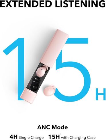 Soundcore A30i by Anker, Smart Noise Cancelling Earbuds, Lipstick-Shaped Stylish Design, Tiny, Lightweight Comfort, Clear Sound, IP54, 15H Playtime in ANC Mode, Wireless Earbuds, Bluetooth 5.4 in Kuwait