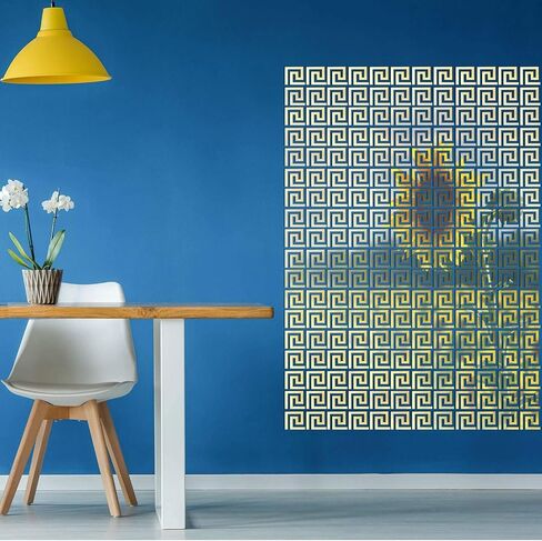 ملصقات مرآة DIY، 20 قطعة من ملصقات مرآة الحائط ثلاثية الأبعاد قابلة للإزالة، مرايا أكريليك بنمط مفتاح يوناني هندسي، ديكورات فنية لجدار المنزل وغرفة المعيشة وغرفة النوم وخلفية خط الخصر (فضي) in Kuwait