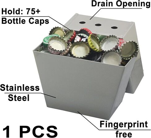 Black Wall Mounted Beer Bottle Cap Catcher, Stainless Steel Beer Soda Top Bucket Collector Outdoor with Drain Holes in Saudi Arabia