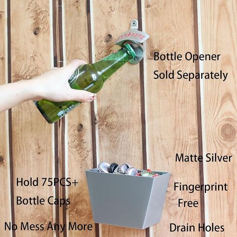 Black Wall Mounted Beer Bottle Cap Catcher, Stainless Steel Beer Soda Top Bucket Collector Outdoor with Drain Holes in Saudi Arabia
