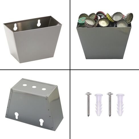 Black Wall Mounted Beer Bottle Cap Catcher, Stainless Steel Beer Soda Top Bucket Collector Outdoor with Drain Holes in Saudi Arabia