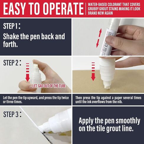 Ankita Grout Renew Pen White, 2 Large Size 20ml Bathroom Tile Grout Pen White, Waterproof & Shine Grout Paint Pens, Easily Restores Grout Line, with 2 Replacement Nibs an d 1 Cleaning Brush in Saudi Arabia