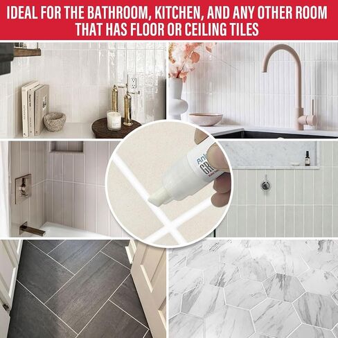 Ankita Grout Renew Pen White, 2 Large Size 20ml Bathroom Tile Grout Pen White, Waterproof & Shine Grout Paint Pens, Easily Restores Grout Line, with 2 Replacement Nibs an d 1 Cleaning Brush in Saudi Arabia