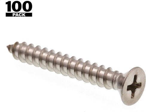 Prime-Line 9016681 Sheet Metal Screw, Self-Tapping, Flat Head Phillips, #8 X 1-1/4 in, Grade 18-8 Stainless Steel, Pack of 100 in Saudi Arabia