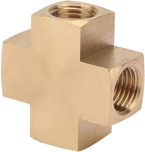 1/4'' FNPT Brass Across Pipe Fitting,4 Way Equal Female Hose Adapter Connector Splitter,for Pneumatic Joints and Water Pipes in Saudi Arabia