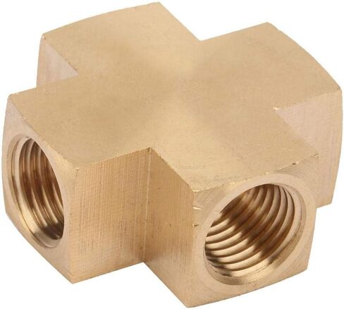 1/4'' FNPT Brass Across Pipe Fitting,4 Way Equal Female Hose Adapter Connector Splitter,for Pneumatic Joints and Water Pipes in Saudi Arabia