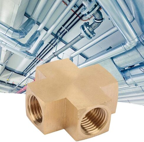 1/4'' FNPT Brass Across Pipe Fitting,4 Way Equal Female Hose Adapter Connector Splitter,for Pneumatic Joints and Water Pipes in Saudi Arabia