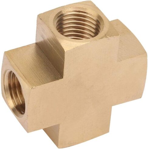 1/4'' FNPT Brass Across Pipe Fitting,4 Way Equal Female Hose Adapter Connector Splitter,for Pneumatic Joints and Water Pipes in Saudi Arabia