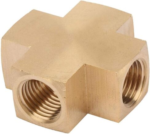 1/4'' FNPT Brass Across Pipe Fitting,4 Way Equal Female Hose Adapter Connector Splitter,for Pneumatic Joints and Water Pipes in Saudi Arabia