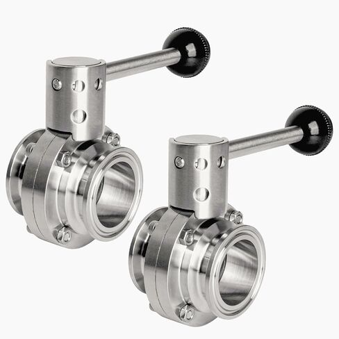 2Pcs 1.5 Inch Tube OD Butterfly Valve, Sanitary Tri Clamp Butterfly Valve, Stainless Steel 304 with Pull Handle in Kuwait