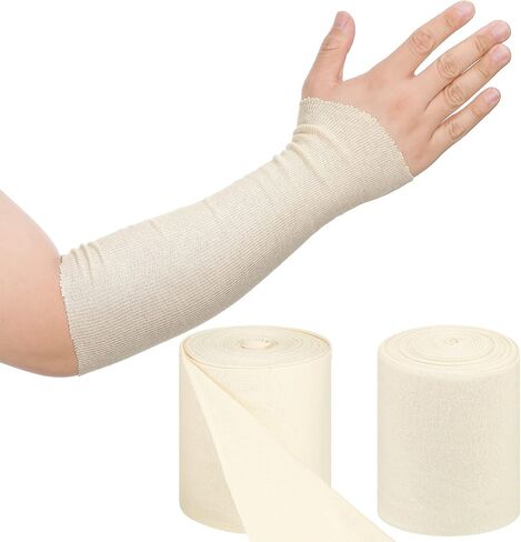 Preboun 2 Rolls Cotton Stockinette Tubular Bandage 11 Yard Comfortable Arm Stockinette Tubing Reusable Elastic Bandage Sleeve for Ankles and Elbows(5 Inch) in Saudi Arabia