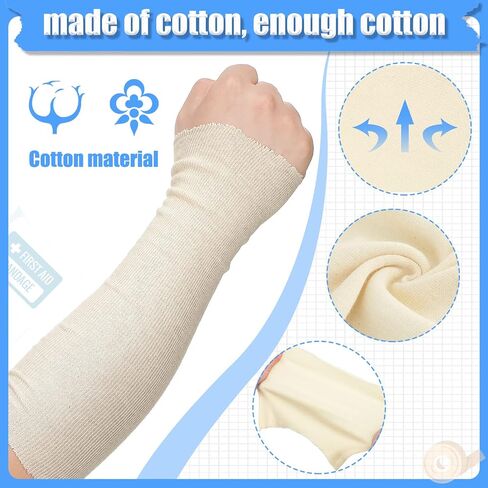 Preboun 2 Rolls Cotton Stockinette Tubular Bandage 11 Yard Comfortable Arm Stockinette Tubing Reusable Elastic Bandage Sleeve for Ankles and Elbows(5 Inch) in Saudi Arabia