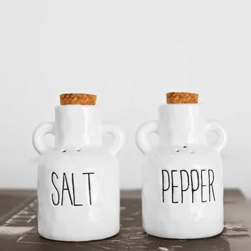 Mini Pitcher Cork Top, White 3.35 x 2.76 Inches Glazed Ceramic Salt-N-Pepper Shaker Set in Saudi Arabia