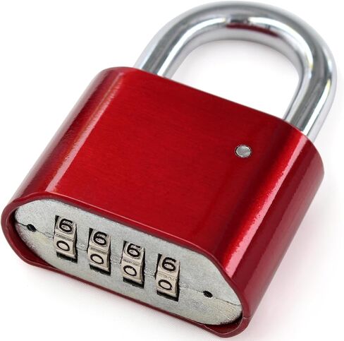 Combination Locks, Padlock Combination Lock for Locker, 4 Digit Combination Gym Lock, 4 Number Combination Lock with Code (Red - Long Beam) in Saudi Arabia