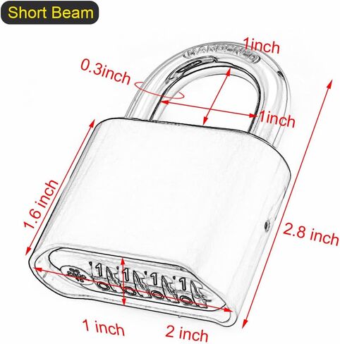 Combination Locks, Padlock Combination Lock for Locker, 4 Digit Combination Gym Lock, 4 Number Combination Lock with Code (Red - Long Beam) in Saudi Arabia