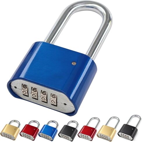 Combination Locks, Padlock Combination Lock for Locker, 4 Digit Combination Gym Lock, 4 Number Combination Lock with Code (Red - Long Beam) in Saudi Arabia