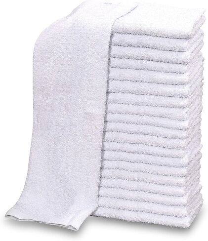 12 PC New Cotton Blend White Restaurant Bar Mops Kitchen Towels (1 Dozen) (12, Gold Stripe) in Saudi Arabia