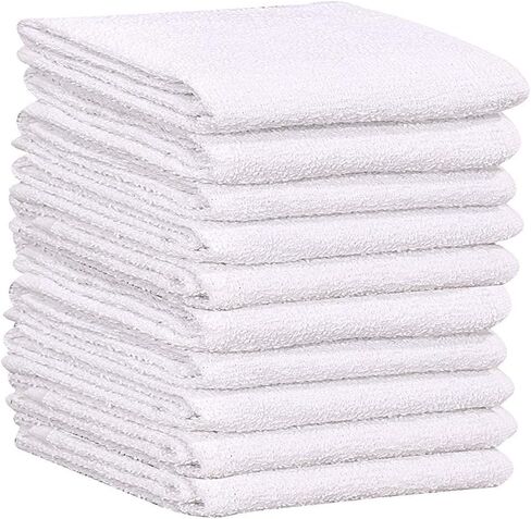 12 PC New Cotton Blend White Restaurant Bar Mops Kitchen Towels (1 Dozen) (12, Gold Stripe) in Saudi Arabia