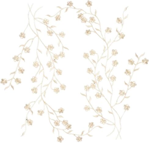 CRASPIRE 2Pcs Flower Blossom Applique Plum Floral Embroidery Patches Lace Fabric Iron on Dresses Cloth Embellishments Accessories for Sewing Repair Embroidered Craft Decoration in Kuwait