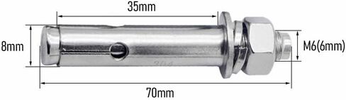 Junter 8pcs M6 x 50mm مسامير توسيع سداسية 304 الفولاذ المقاوم للصدأ الخارجي عرافة الجوز توسيع مسامير المسمار كم مرساة، مسامير توسيع غطاء سلامة حمام السباحة، للخرسانة in Kuwait
