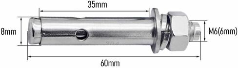 Junter 8pcs M6 x 50mm مسامير توسيع سداسية 304 الفولاذ المقاوم للصدأ الخارجي عرافة الجوز توسيع مسامير المسمار كم مرساة، مسامير توسيع غطاء سلامة حمام السباحة، للخرسانة in Kuwait