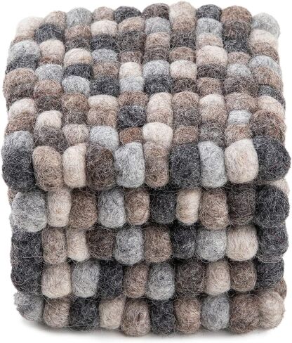 Round Felt Ball Coasters - 100% Merino Wool Table Coasters - Felt Coaster Pads, Absorbent Trivet for Drinks - Heat Resistant, Thick & Durable Hand Felted in Nepal by Woolygon- Multicolor - Set of 5 in Saudi Arabia