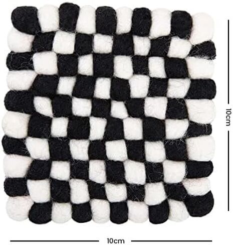 Round Felt Ball Coasters - 100% Merino Wool Table Coasters - Felt Coaster Pads, Absorbent Trivet for Drinks - Heat Resistant, Thick & Durable Hand Felted in Nepal by Woolygon- Multicolor - Set of 5 in Saudi Arabia