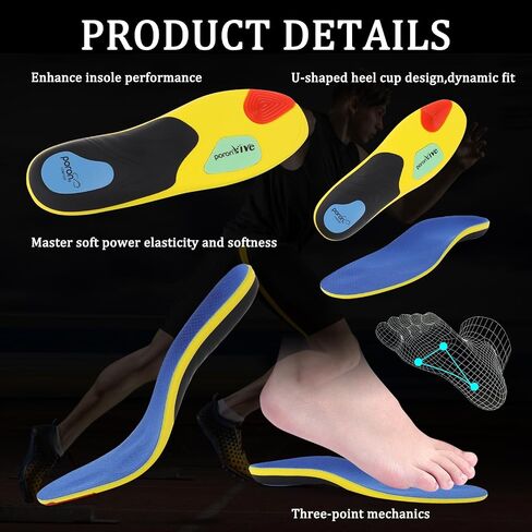 Orthotic Insoles Relief Plantar Fasciitis, Arch Support Orthotic Inserts for Men Women Flat Feet High Low Arches Pain Relief, Shock-Absorbing Cushions Breathable Design Comfort Use Work Sports in Saudi Arabia
