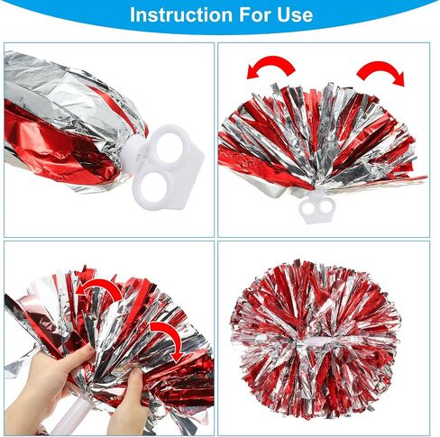 PATIKIL Cheerleading Pom Poms, Cheerleaders Cheer Poms with Finger Holes for Sport Dancing Party Team Spirit in Saudi Arabia