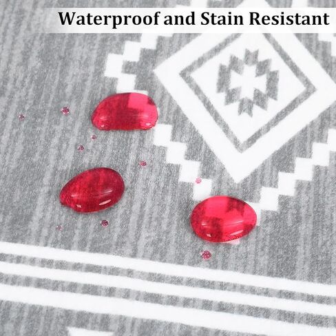 2x6 Runner Rug Machine Washable Hallway Runner Rug Indoor Non Slip Throw Floor Cover Boho Accent Area Rug Stain Resistant Farmhouse Runner Carpet Bordered Rug for Living Room Bedroom, Blue in Kuwait