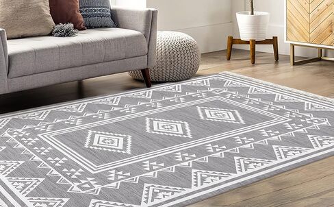 2x6 Runner Rug Machine Washable Hallway Runner Rug Indoor Non Slip Throw Floor Cover Boho Accent Area Rug Stain Resistant Farmhouse Runner Carpet Bordered Rug for Living Room Bedroom, Blue in Kuwait