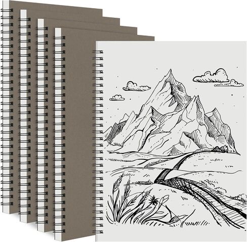 كتاب رسم Gueevin مكون من قطعتين، دفتر رسم مقاس 10 × 7.5 بوصة للرسم، دفتر ملاحظات حلزوني فارغ، لوحة رسم B5، منصات رسم سميكة، دفتر رسم للمبتدئين، الفنان، الرسام بسمك 100 جرام في المتر المربع 60 ورقة in Kuwait