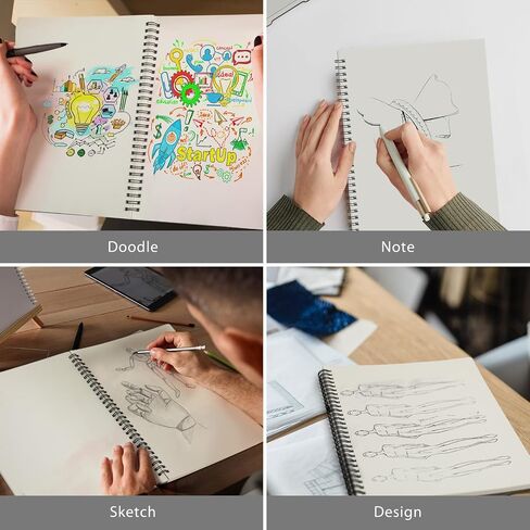 كتاب رسم Gueevin مكون من قطعتين، دفتر رسم مقاس 10 × 7.5 بوصة للرسم، دفتر ملاحظات حلزوني فارغ، لوحة رسم B5، منصات رسم سميكة، دفتر رسم للمبتدئين، الفنان، الرسام بسمك 100 جرام في المتر المربع 60 ورقة in Kuwait