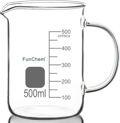 Glass Beaker with Handle, 250 ml Borosilicate Glass Clear Graduated Low Form Griffin Beaker with Pouring Spout in Saudi Arabia