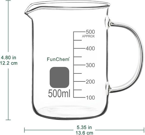 Glass Beaker with Handle, 250 ml Borosilicate Glass Clear Graduated Low Form Griffin Beaker with Pouring Spout in Saudi Arabia
