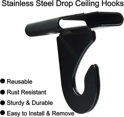Stainless Steel Drop Ceiling Hooks, 20Pcs 1.5" Metal Ceiling Hanger T-Bar Track Clip or Hanging Plants Decorations, White in Saudi Arabia