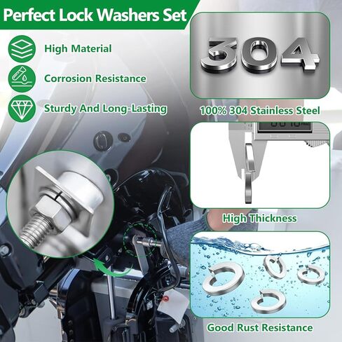 مجموعة متنوعة من 1050 قطعة من غسالات القفل الزنبركي، 304 غسالات قفل من الفولاذ المقاوم للصدأ للبراغي، 9 مقاسات - (M2 M2.5 M3 M4 M5 M6 M8 M10 M12) مجموعة غسالات قفل منفصلة مترية in Kuwait