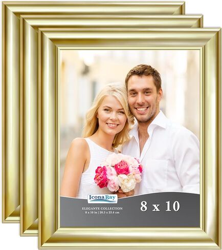 Icona Bay 8x10 Picture Frames (Silver, 3 Pack), Contemporary Photo Frames 8 x 10, Wall Mount or Table Top, Elegante Collection in Saudi Arabia