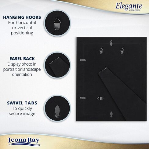 Icona Bay 8x10 Picture Frames (Silver, 3 Pack), Contemporary Photo Frames 8 x 10, Wall Mount or Table Top, Elegante Collection in Saudi Arabia